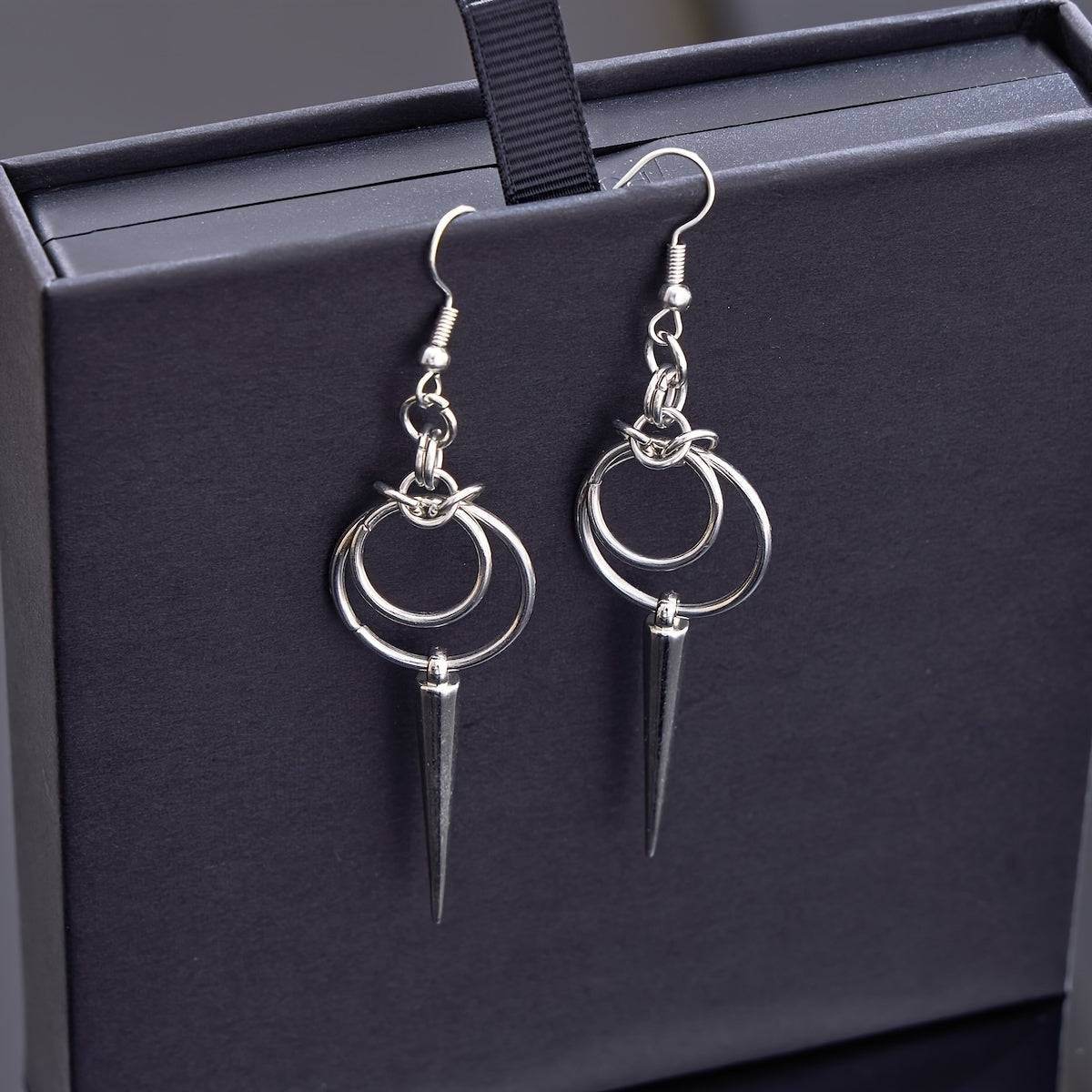 Gothic Punk Silver Geometric Cone Boho Punk Rock Women's Drop Earrings - Le Joyau Store - Alloy,Geometric,Gothic,Minimalist,Vintage - 