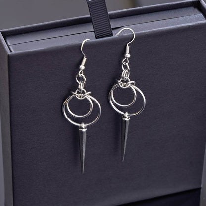 Gothic Punk Silver Geometric Cone Boho Punk Rock Women's Drop Earrings - Le Joyau Store - Alloy,Geometric,Gothic,Minimalist,Vintage - 