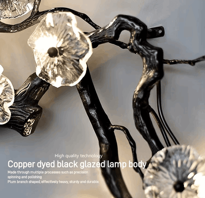 Floral Gothic Tree Branch Wall Lamp Black & Copper Decorative Light for Dark Elegant Interiors - Le Joyau Store - copper,crystal,G4 light,luxury,mural - Dia95xH135cm / Warm White (2700-3500K)
