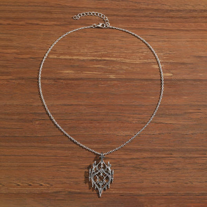 Vintage Gothic Cathedral Arch Window Hollow Carved Silver Necklace - Le Joyau Store - Gothic,Hollow,Pendant,Silver,Vintage - 