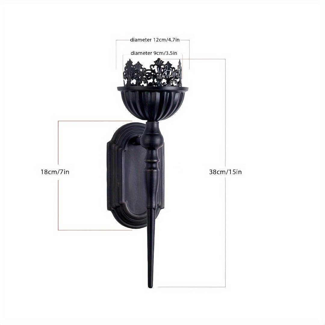 Vintage Victorian Gothic Black Crown & Scepter Design Candle Wall Sconce - Le Joyau Store - Black,Decor,Metal,Vintage - 1