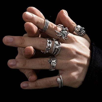 Gothic Punk Rock Animal Themed Silver Adjustable Rings - Le Joyau Store - Alloy,Dark Style,Retro,Skull Ring,Snake Ring - 