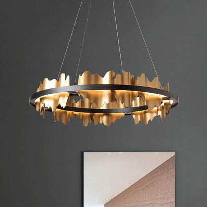 Luxury Italian Minimalist Abstract Jagged Ceiling Chandelier - Le Joyau Store - adjustable,glass,iron,LED,minimalist - Black / Single layer 60x18CM