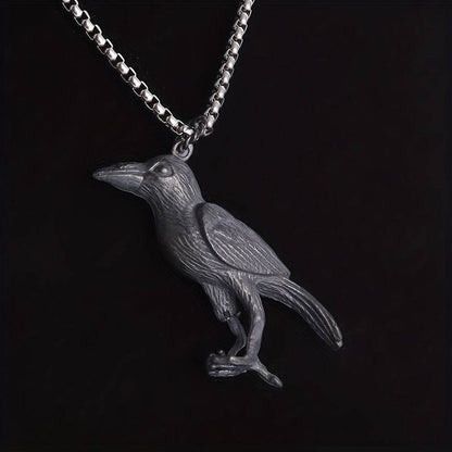 Viking Norse Mythology Odin's Huginn & Muninn Gothic Raven Pendant Necklace - Le Joyau Store - Alloy,Odin,Punk,Raven,Unisex - 