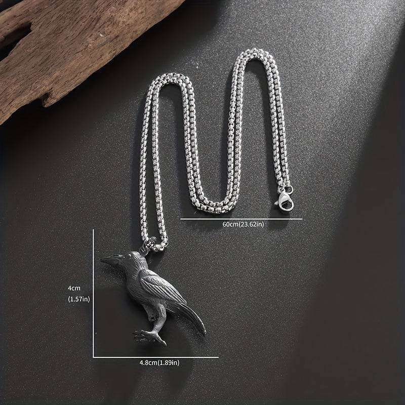 Viking Norse Mythology Odin's Huginn & Muninn Gothic Raven Pendant Necklace - Le Joyau Store - Alloy,Odin,Punk,Raven,Unisex - 