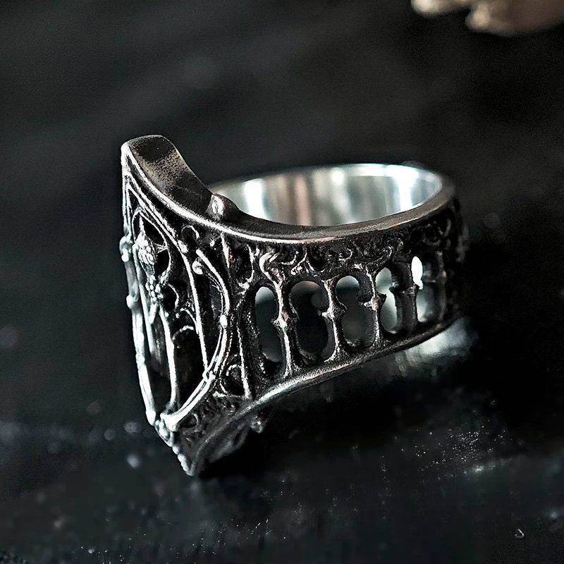 Gothic Cathedral Vintage Castle Window Unisex Silver Ring - Le Joyau Store - Castle,Gothic,men,Retro,women - 8