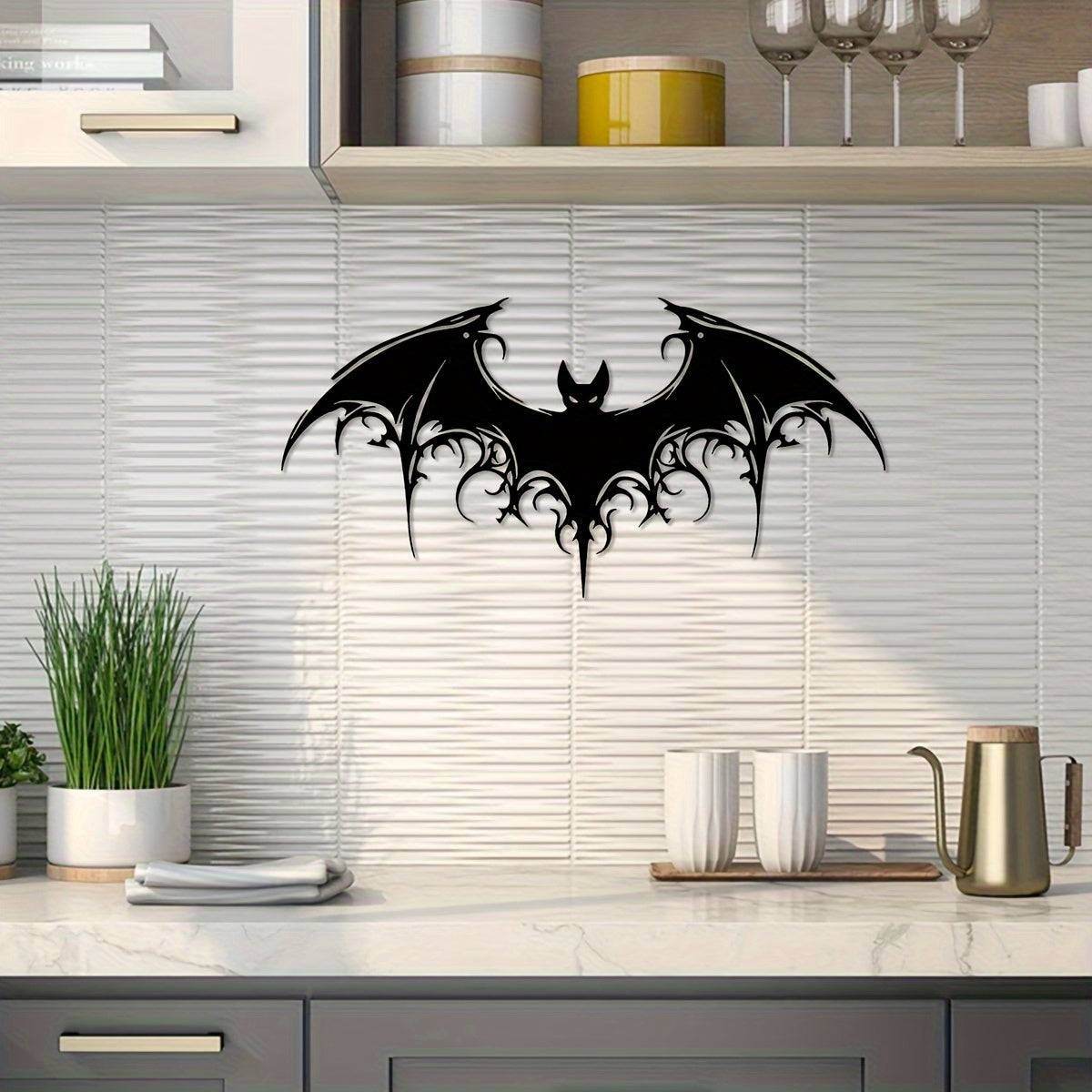 Majestic Iron Black Bat Gothic Victorian 2D Flat Wall Art Decor - Le Joyau Store - Gothic,Halloween,Iron Art,Spooky,Victorian - 