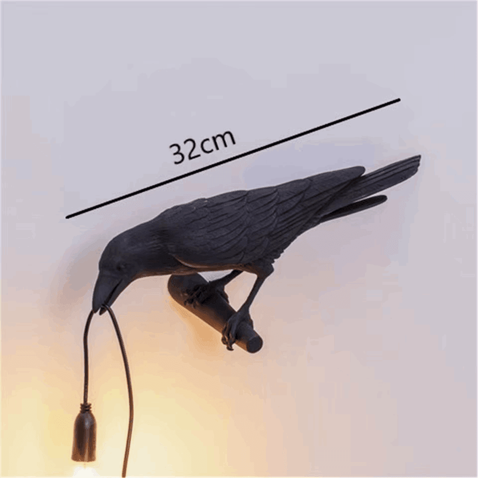 Decorative Gothic Black Raven Bird Table Wall Lamp - Le Joyau Store - black,creative,LED,resin,white - EU plug / Black sitting