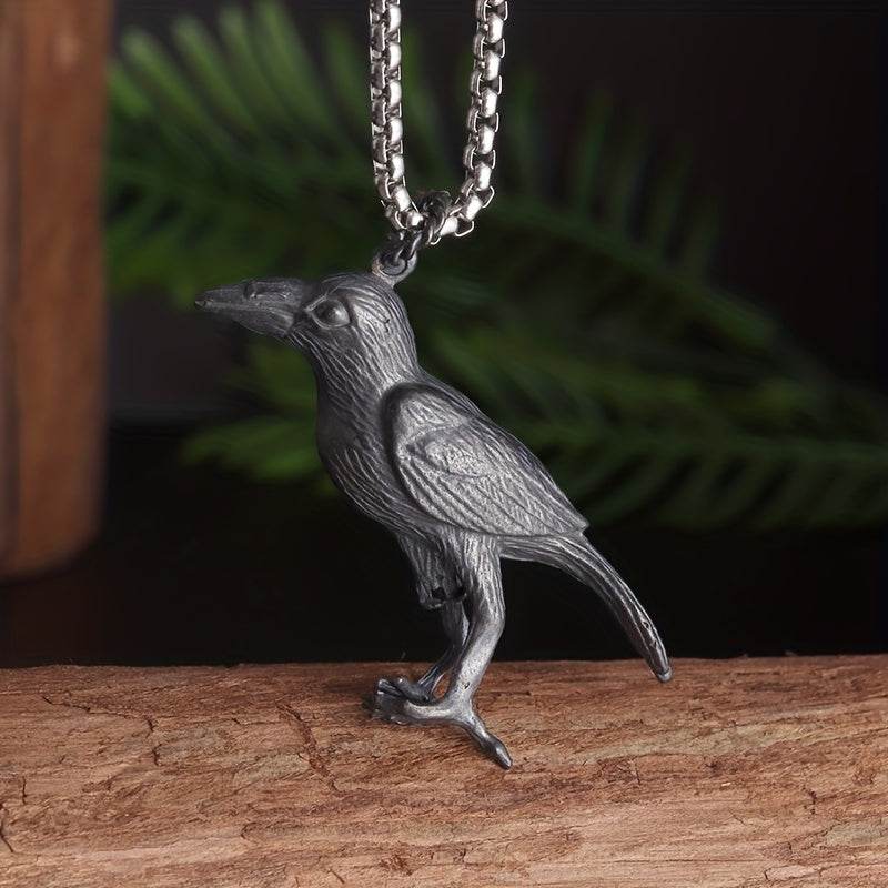 Viking Norse Mythology Odin's Huginn & Muninn Gothic Raven Pendant Necklace - Le Joyau Store - Alloy,Odin,Punk,Raven,Unisex - 