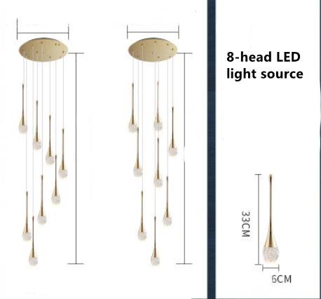 Minimalistic Teardrop 8-Head LED Spiral Hanging Staircase Chandelier - Le Joyau Store - aluminum,dim2color,LED,minimalist,staircase - White light