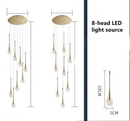 Minimalistic Teardrop 8-Head LED Spiral Hanging Staircase Chandelier - Le Joyau Store - aluminum,dim2color,LED,minimalist,staircase - White light