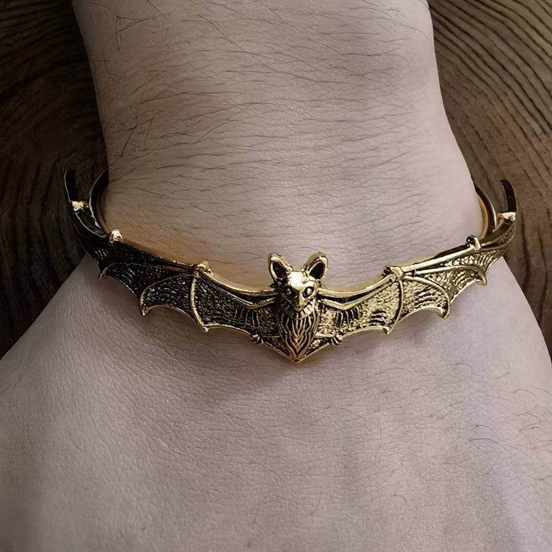 Mystic Vampire Bat Wings Cuff Bracelet – Vintage Gold & Silver Gothic Halloween Jewelry - Le Joyau Store - Gift,Halloween,Punk,Wristband - Gold
