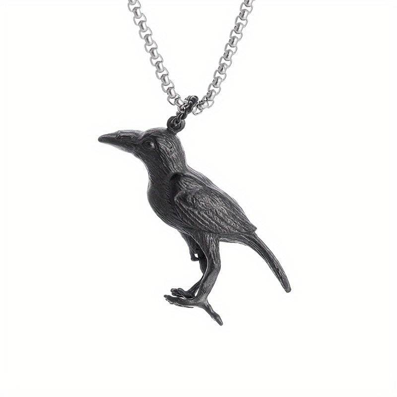 Viking Norse Mythology Odin's Huginn & Muninn Gothic Raven Pendant Necklace - Le Joyau Store - Alloy,Odin,Punk,Raven,Unisex - 