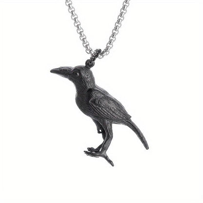 Viking Norse Mythology Odin's Huginn & Muninn Gothic Raven Pendant Necklace - Le Joyau Store - Alloy,Odin,Punk,Raven,Unisex - 