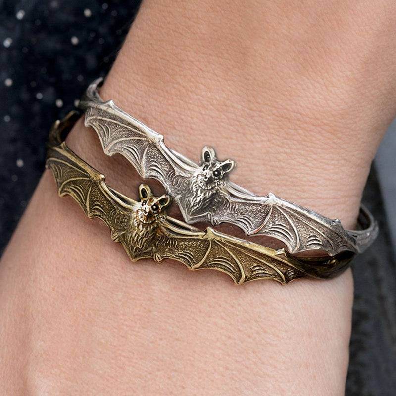 Mystic Vampire Bat Wings Cuff Bracelet – Vintage Gold & Silver Gothic Halloween Jewelry - Le Joyau Store - Gift,Halloween,Punk,Wristband - Gold