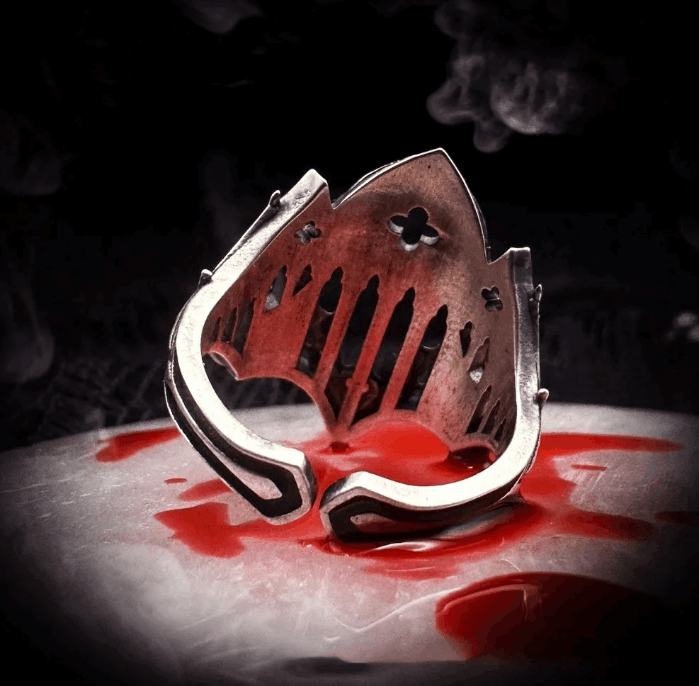 Vintage Gothic Antique Silver Cathedral Window Unisex Open Ring - Le Joyau Store - dark ring,flower,gothic,open ring,vintage - One Size