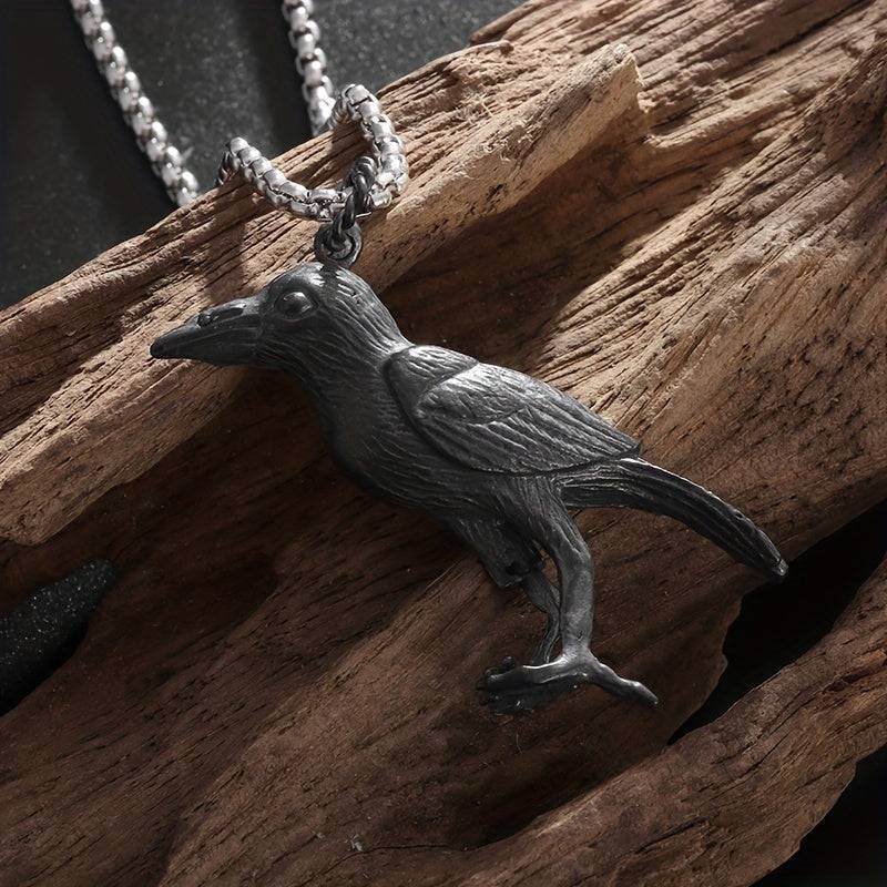 Viking Norse Mythology Odin's Huginn & Muninn Gothic Raven Pendant Necklace - Le Joyau Store - Alloy,Odin,Punk,Raven,Unisex - 