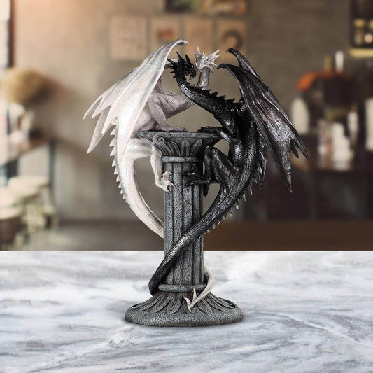 Gothic Black & White Dragon Couple Statue Medieval Resin Figurine Decor - Le Joyau Store - collectible,dragons,gift,indoor,resin - 