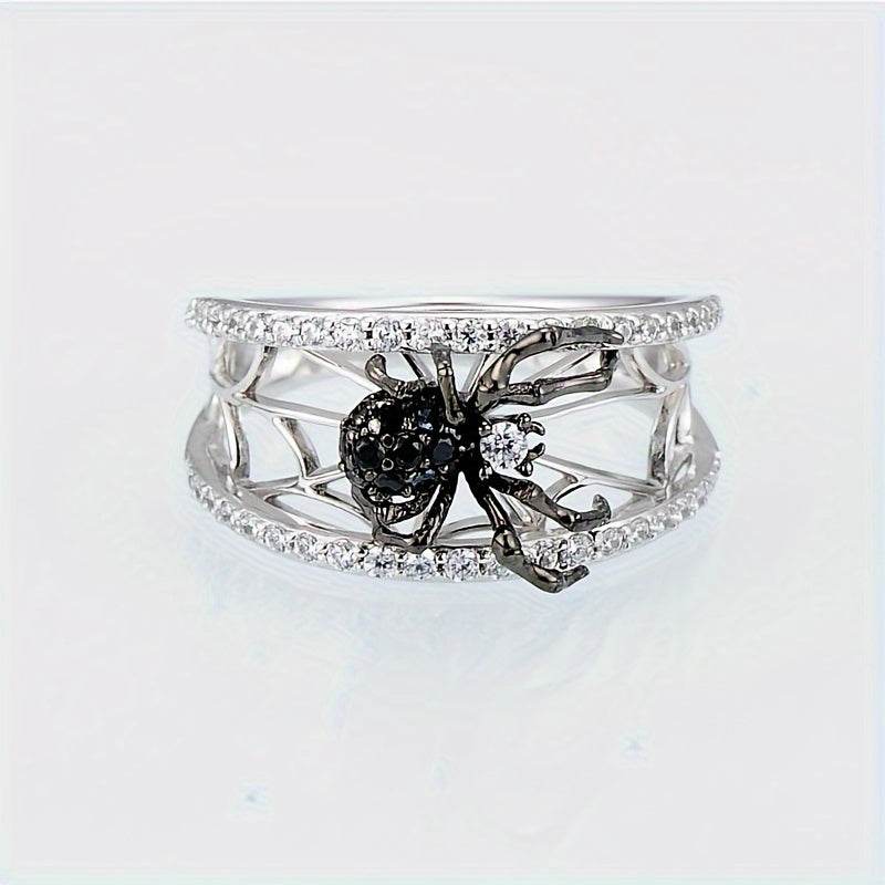 Gothic Black Spider Ring for Women Silver Web Rhinestone Statement Jewelry - Le Joyau Store - Gift,Luxury,Punk,Rhinestones,Vintage - 6