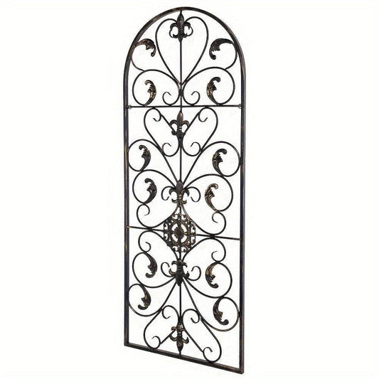 Semi-Circular Victorian Ornate Floral Wrought Iron Effect Vintage Wall Ornament - Le Joyau Store - Art,black,decor,iron,scrollwork,vintage - 