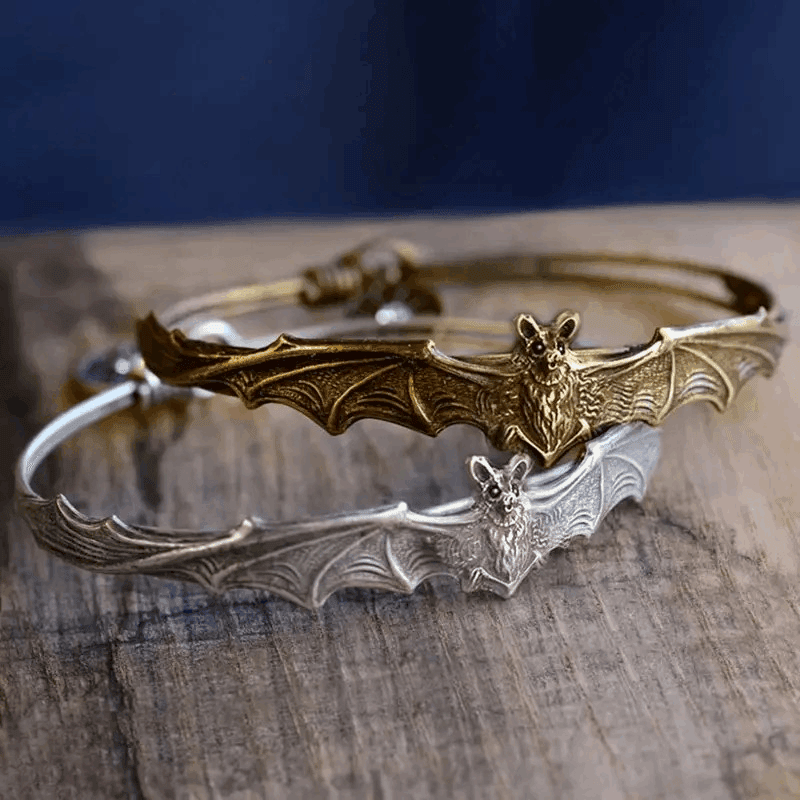 Mystic Vampire Bat Wings Cuff Bracelet – Vintage Gold & Silver Gothic Halloween Jewelry - Le Joyau Store - Gift,Halloween,Punk,Wristband - Gold