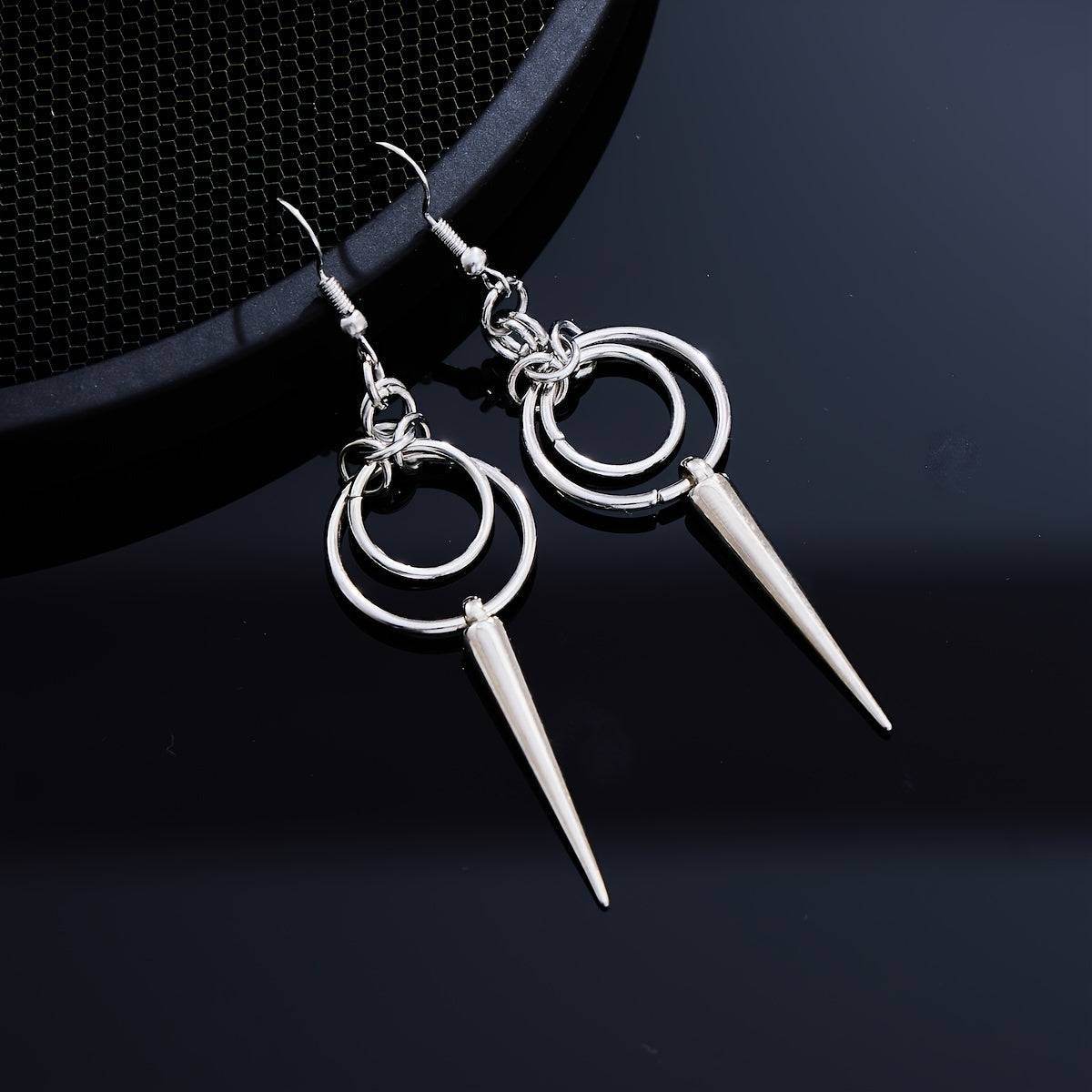 Gothic Punk Silver Geometric Cone Boho Punk Rock Women's Drop Earrings - Le Joyau Store - Alloy,Geometric,Gothic,Minimalist,Vintage - 