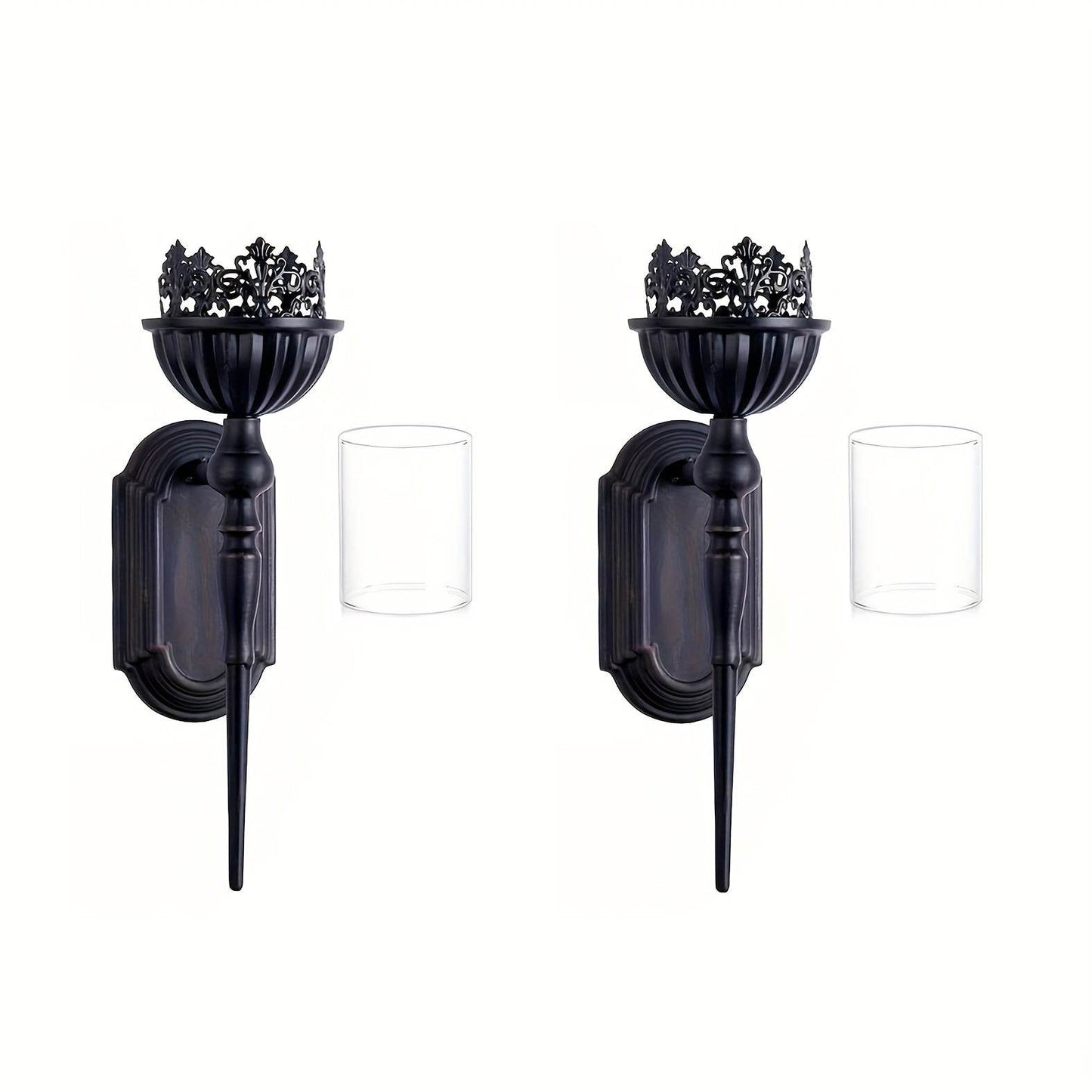 Vintage Victorian Gothic Black Crown & Scepter Design Candle Wall Sconce - Le Joyau Store - Black,Decor,Metal,Vintage - 1