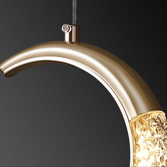 Modern Crescent Moon Crystal Chandelier Elegant Hanging Metal Pendant Light - Le Joyau Store - ambient,bedroom,minimalist,modern,soft light - Trichromatic light