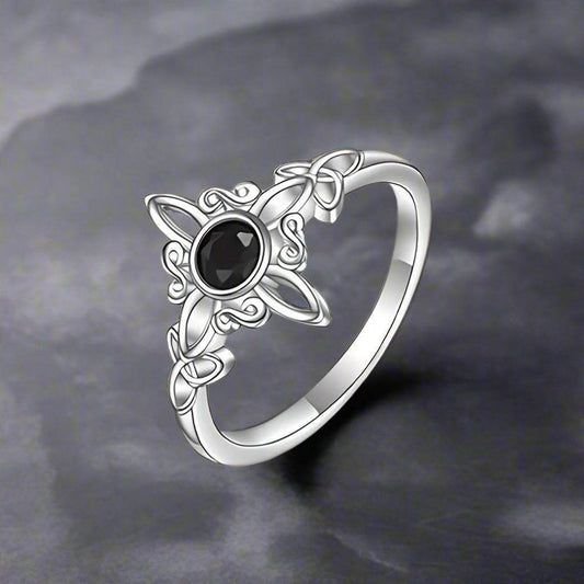 925 Sterling Silver Vintage Witch Celtic Knot with Black Zirconia Ring - Le Joyau Store - Celtic,Giftbox,Silver,Witch,Zirconia - 6