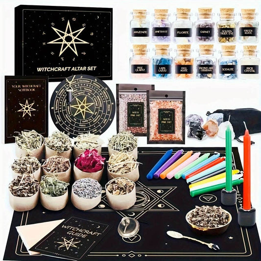65-Piece Witchcraft Altar Kit - Beginner Wiccan Altar Set with Spell Tools & Crystals - Le Joyau Store - beginner,crystal,spell set,wicca,witch kit - 