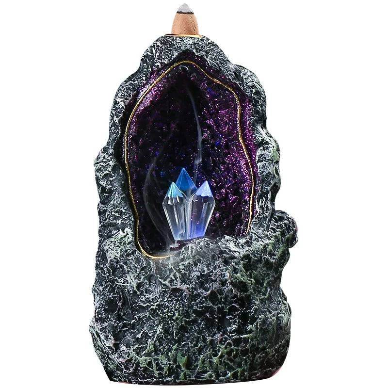 Mystical Fantasy Crystal Cave Geode Backflow Waterfall LED Incense Burner - Le Joyau Store - Backflow,Crystal,LED,Resin,Waterfall - AD44 Only Burner