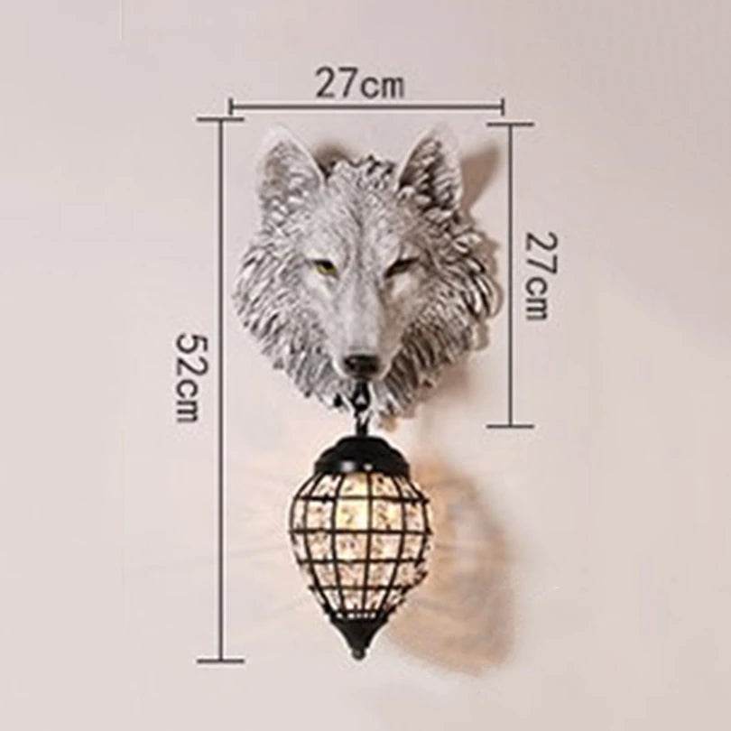 Rustic Wolf Head Wall Sconce Vintage Resin Sculpture Cabin & Lodge Decor Lamp - Le Joyau Store - industrial,led,resin,vintage,wolf - White