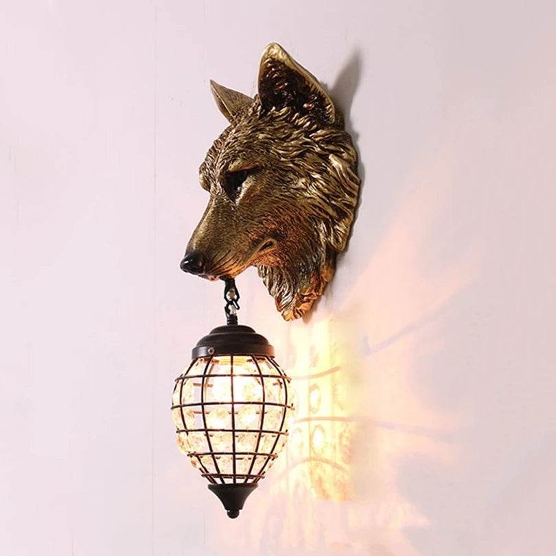 Rustic Wolf Head Wall Sconce Vintage Resin Sculpture Cabin & Lodge Decor Lamp - Le Joyau Store - industrial,led,resin,vintage,wolf - White