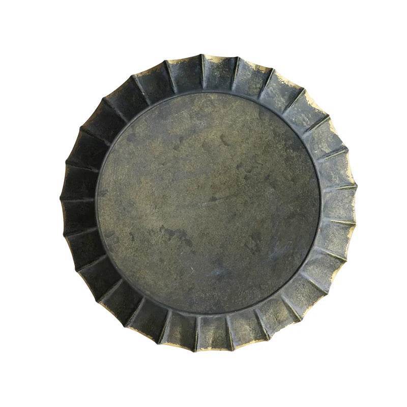 Antique Vintage Wrought Iron Fluted Edge Photography Prop Serving Tray - Le Joyau Store - decorative,floral rim,metal tray,rustic,vintage - S