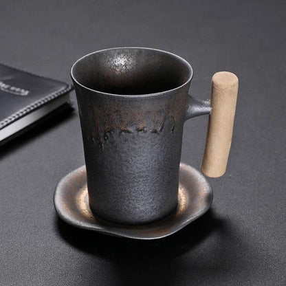 Vintage Gray Steel Terracotta Ceramic Stoneware Coffee Cup - Le Joyau Store - coffee,handmade,Japanese,mug,stoneware,vintage - A