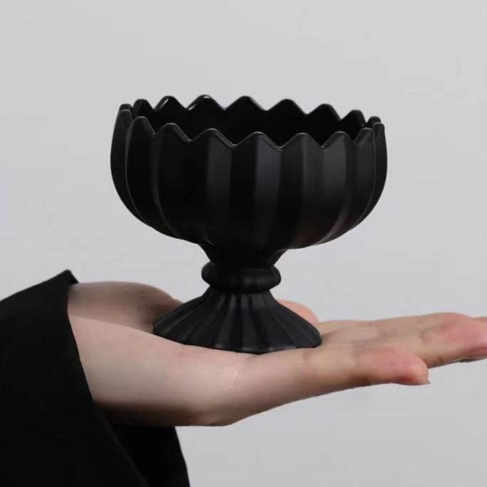 Gothic Victorian Black Obsidian Glass Dessert Serving Bowl (100ml) - Le Joyau Store - Dessert,Glass,Highfoot,Obsidian,Yogurt - 