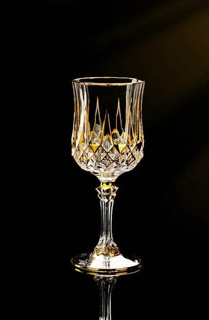 Luxury Gold-Accented Crystal Wine & Whiskey Glass French-Style Embossed Stemware - Le Joyau Store - crystal,elegant,gift set,gold,whisky - 1pcs 170ml