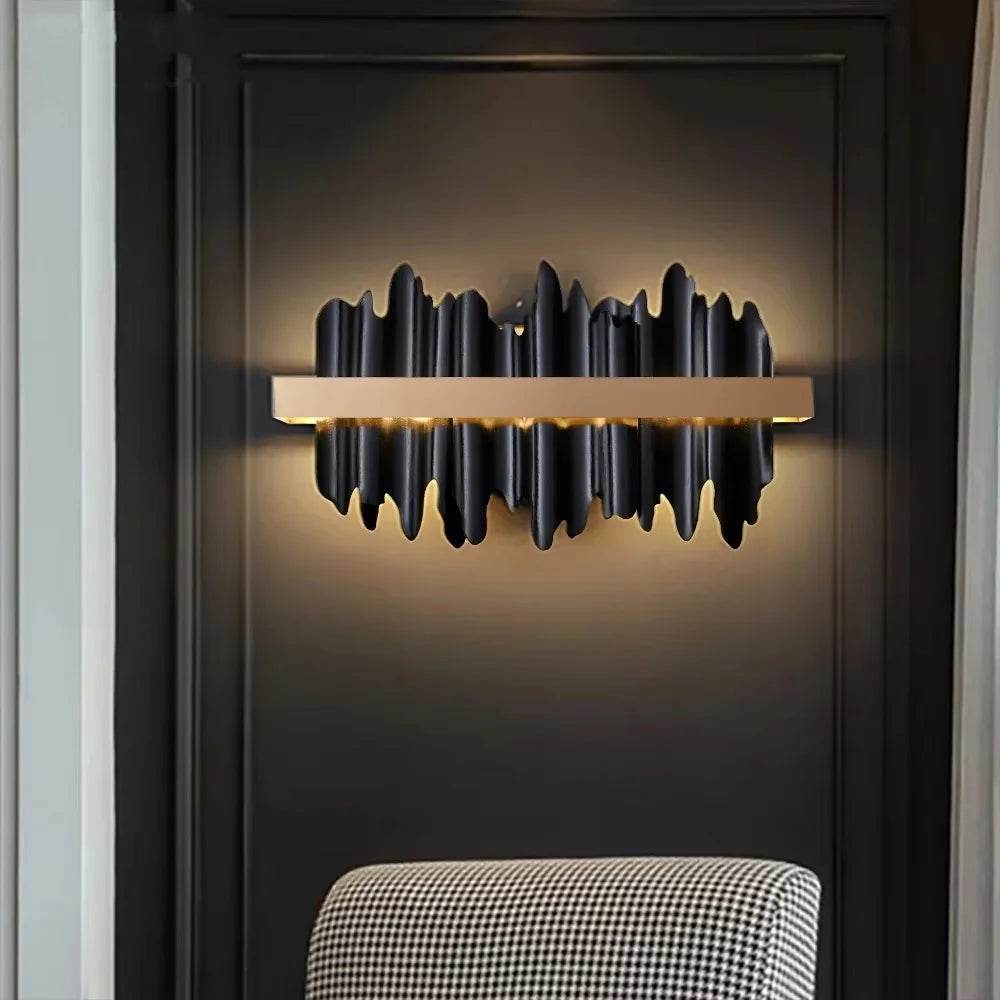 Luxury Modern Abstract Jagged Mountains LED Wall Lamp Art Decor - Le Joyau Store - acrylic,black,LED,luxury,stainless - Gold / RC dimming|11-15W