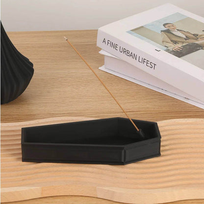 Gothic Black Coffin 3D Shaped Wooden Incense Burner Decor - Le Joyau Store - 3D print,black,gothic,halloween,incense - 