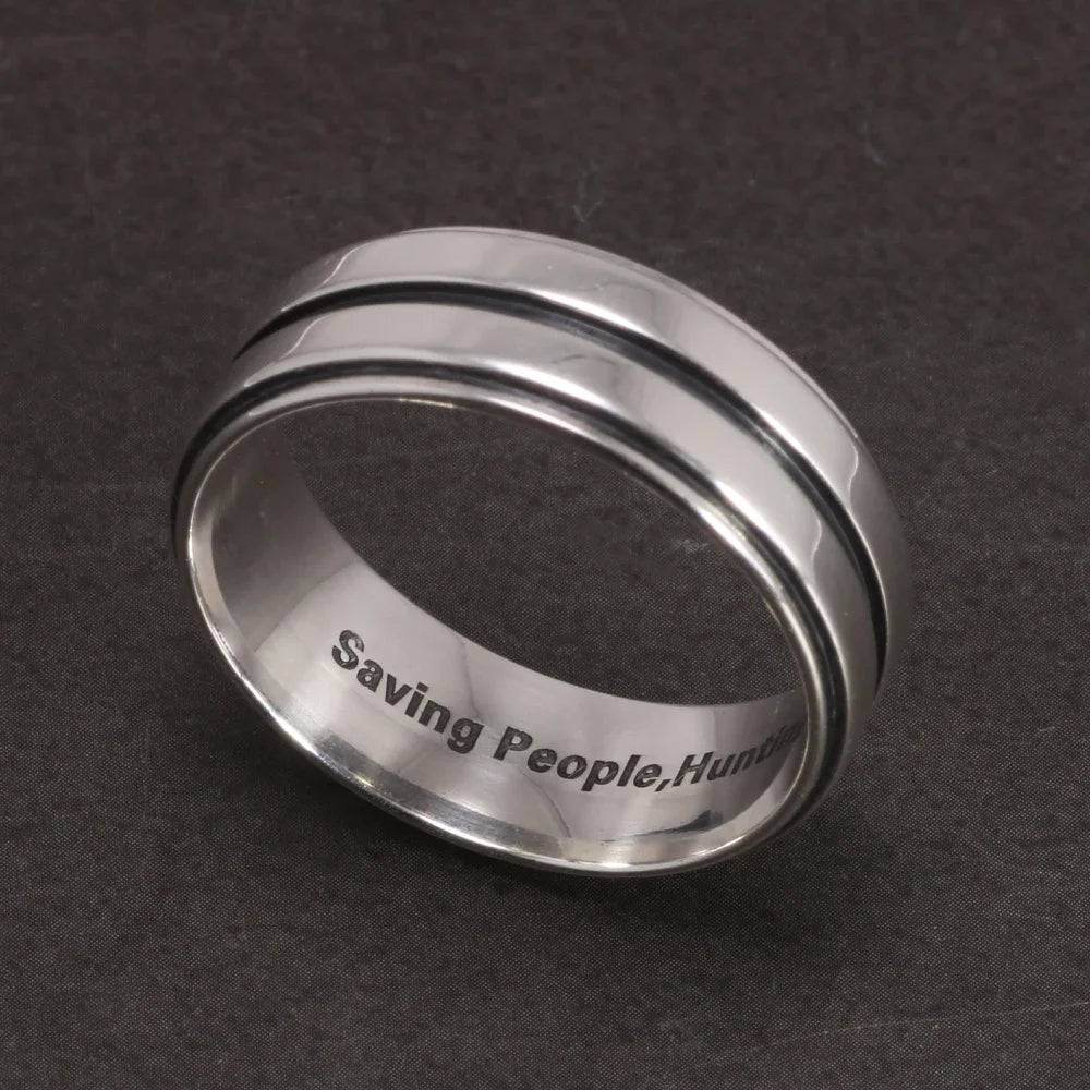 Supernatural Dean Winchester Family Business Engraved 925 Sterling Silver Ring with Optional Pentacle Gift Box - Le Joyau Store - Dean,ring,silver - Ring Only / 7