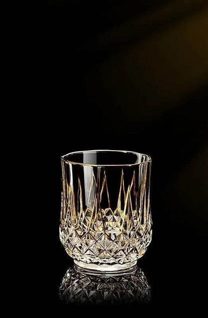 Luxury Gold-Accented Crystal Wine & Whiskey Glass French-Style Embossed Stemware - Le Joyau Store - crystal,elegant,gift set,gold,whisky - 1pcs 170ml