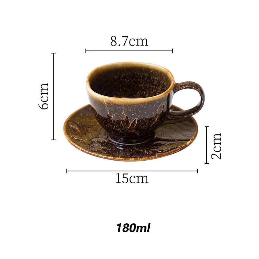 Vintage Victorian Two Toned Brown Ceramic Coffee Teacup Set with Saucer - Le Joyau Store - Ceramic,Coffee,Elegant,Portable - Cream