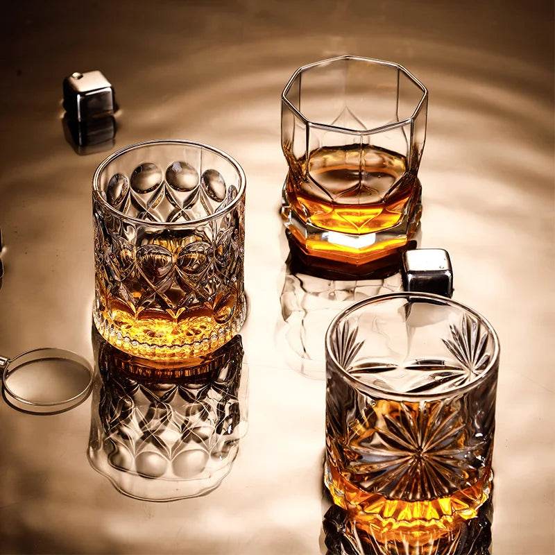 Vintage Embossed Whiskey Glass Classic Old Fashioned Tumbler for Bourbon & Scotch - Le Joyau Store - engraved,gift set,old fashion,premium,whiskey - C 300ml / 1pc