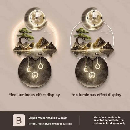Luminous Moon & Mountains Scene Wall Clock LED Lamp Ambient Light & Sculpture Decor - Le Joyau Store - big size,cute,fashion,luminous,relogio - 1 / 50x100cm