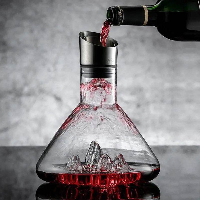 Elegant Glass Iceberg Mountain Whisky & Wine Dining Table Decanter - Le Joyau Store - crystal,lead-free,pourer,thickened,whisky - Transparent (1500ml)