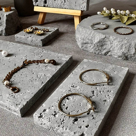 Modern Rustic Gray Cement Stone Effect Jewelry Display Stand for Necklaces & Earrings - Le Joyau Store - bracelet,Cement,Earrings,Gray,Jewelry,Necklaces,ring - DH01-6