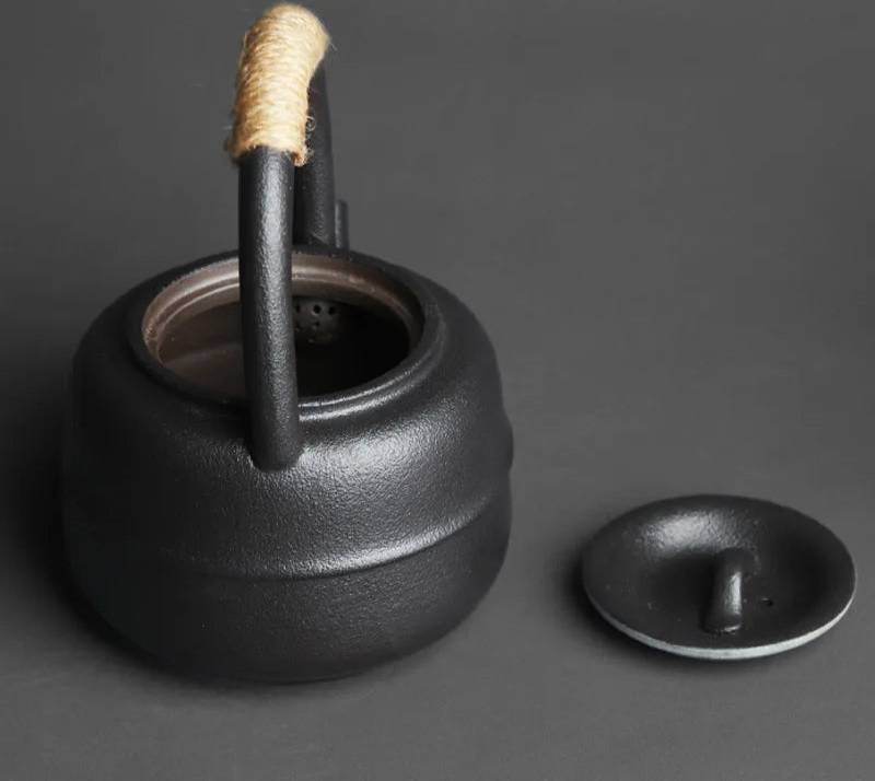 Rustic Vintage Wrought Iron Effect Retro Stoneware Teapot (460ml) - Le Joyau Store - Artisan,Glaze,Stoneware,Unique - Gray