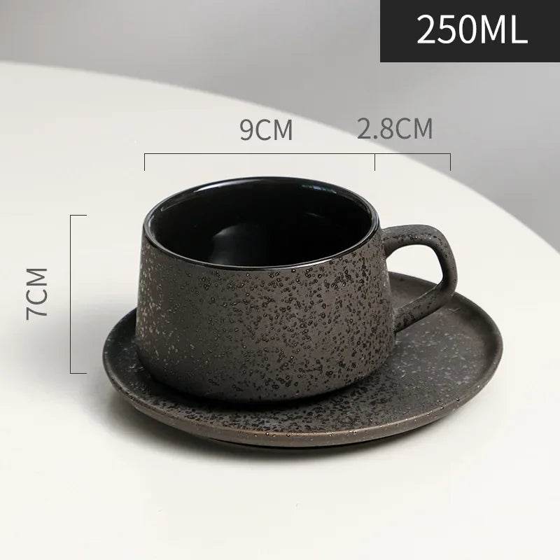 Vintage Rustic Stone Effect Ceramic Teacup & Saucer Set - Le Joyau Store - Ceramic,Coffee,Elegant,Japanese,Vintage - A