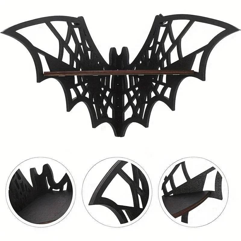 Black Bat Gothic Spiderweb Witchy Floating Corner Wall Display Shelf - Le Joyau Store - animal,corner,creative,floating,hollow - Uniform size / Animal candle holder / 1Pc