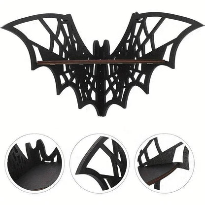 Black Bat Gothic Spiderweb Witchy Floating Corner Wall Display Shelf - Le Joyau Store - animal,corner,creative,floating,hollow - Uniform size / Animal candle holder / 1Pc